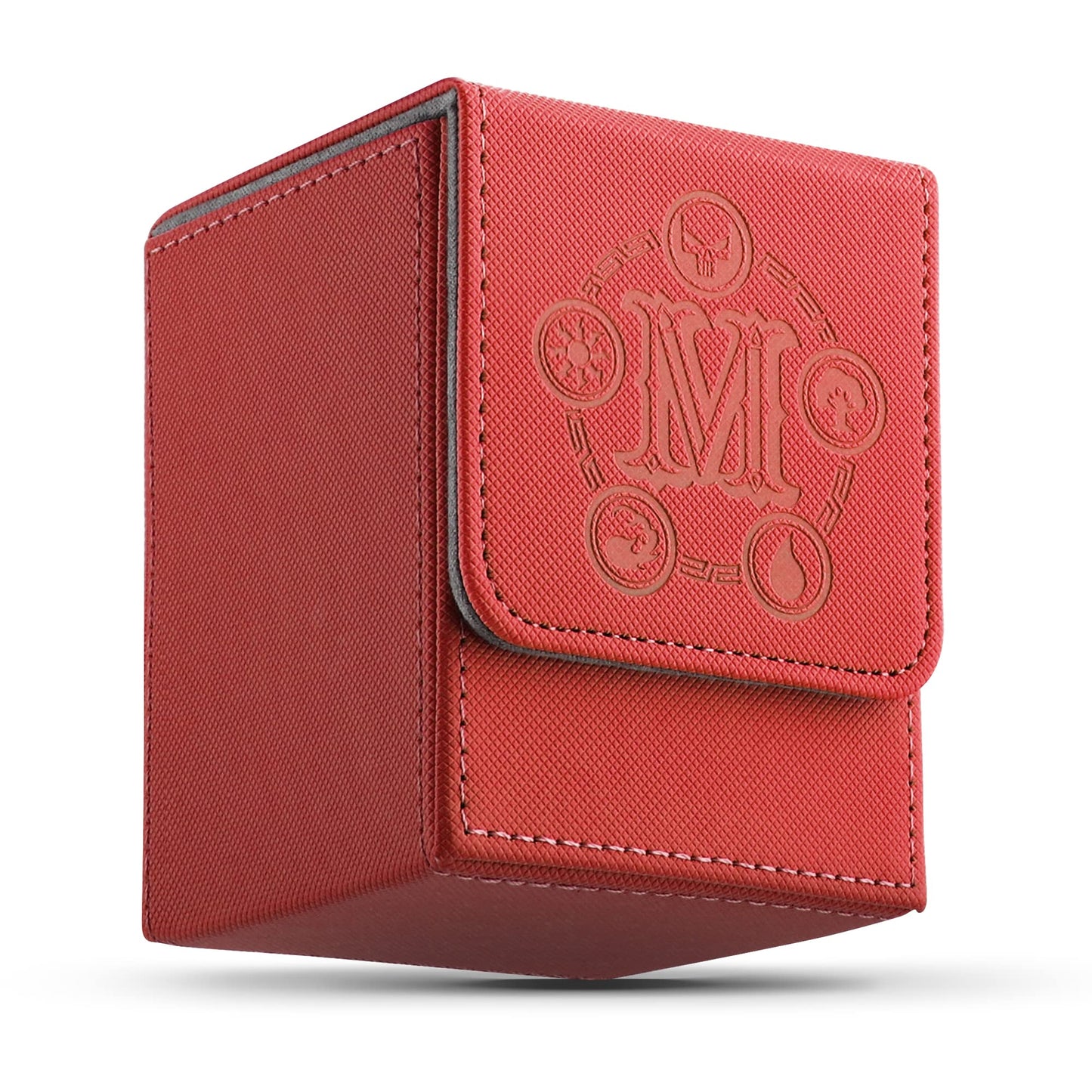 TCGUARD Card Deck Box for MTG Card Storage Box Holds 100 Plus Single Sleeved Cards, Microfiber Lining and Leather Card Box Compatible with Trading Card Games TCG, Yugioh Cards, etc. (Red)
