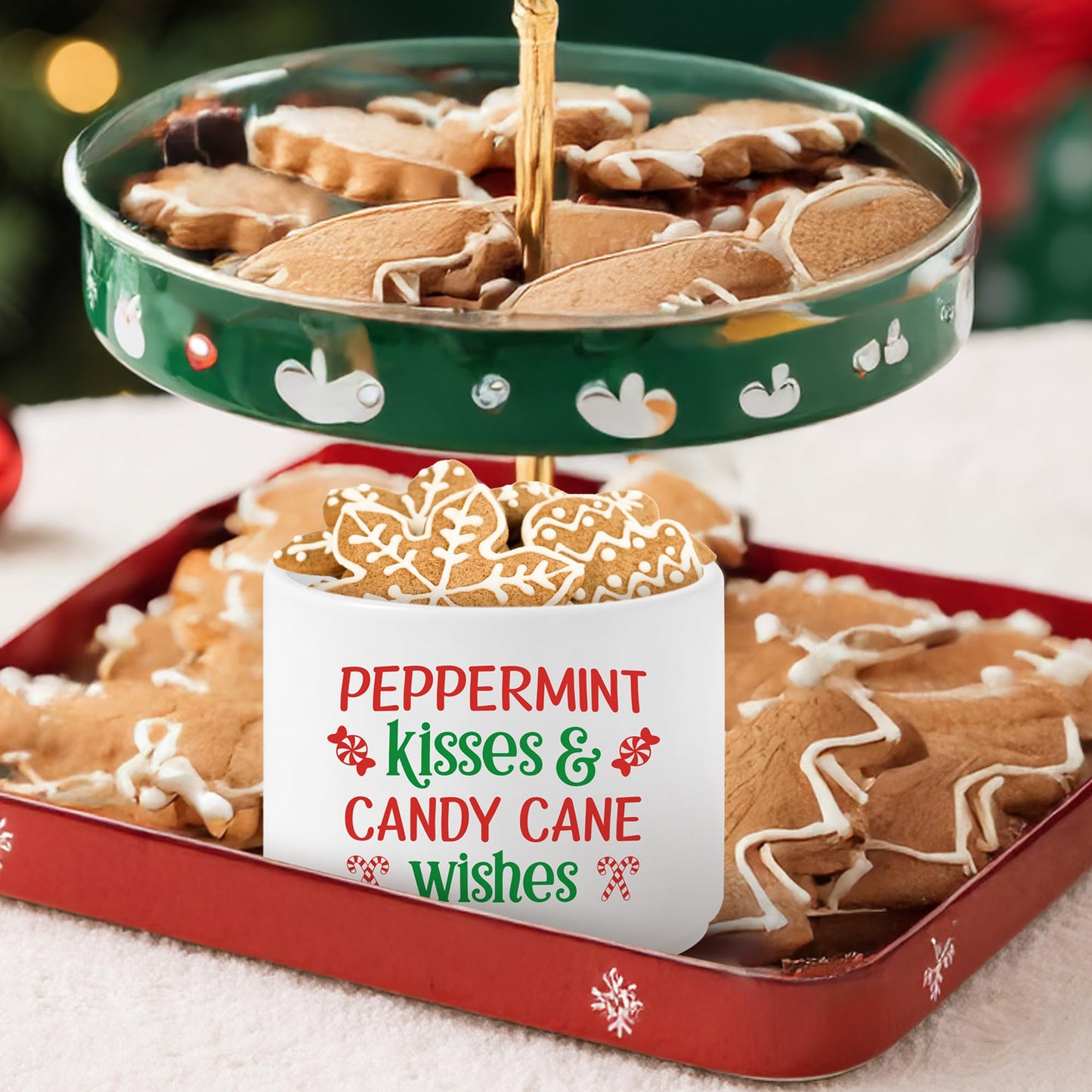 FoszaSzept Candy Dish Cauldron, Christmas Mini Ceramic Candies Bowl Tiered Tray Decor, Snack Serving Bowl Table Wishes Accents for Themed Party Birthday Home Kitchen Events Gifts (Candy)
