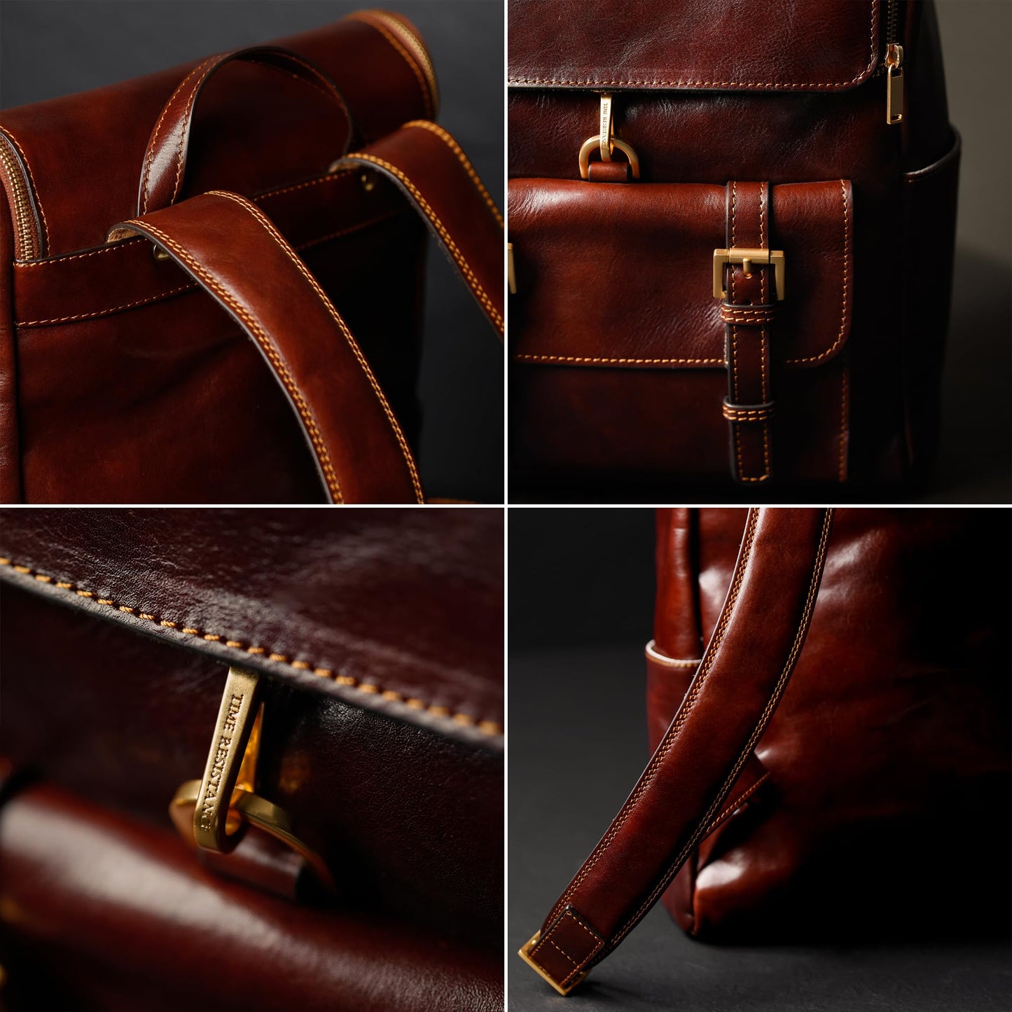 Time Resistance Leather Backpack - Laptop Travel Bag Rucksack up to 15” - Bag for Men and Women (Brown)