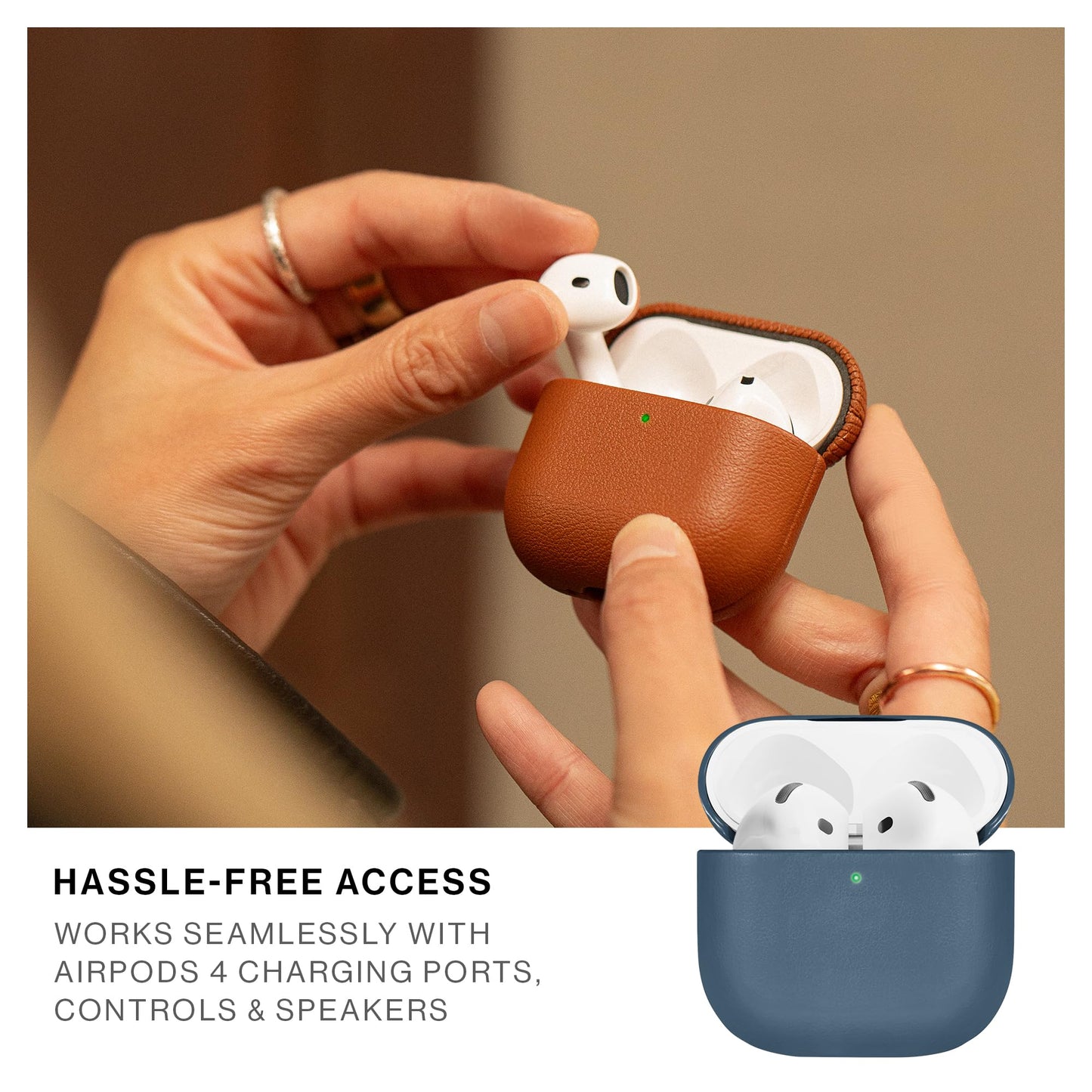 Native Union (Re) Classic Case for AirPods 4 – Premium Resistant & Recycled Materials – Durable Protection – Supports Wireless Chargers – Compatible with AirPods 4 (Navy)