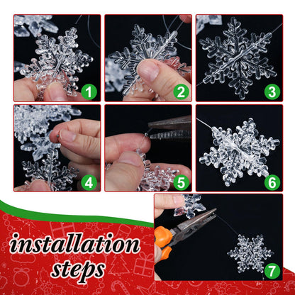 Boao 35 Pieces Christmas Snowflakes Ornaments DIY Acrylic Snowflakes Crystal Xmas Tree Pendant Winter Hanging Snow Theme Decoration(Clear)