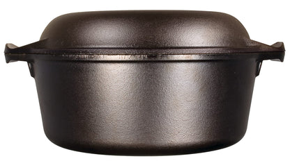 Lodge 5 Quart Cast Iron Double Dutch Oven – Pre-Seasoned – Lid Converts to 10.25" Skillet – PFAS-Free – Made in USA – Dual Handles – Oven, Grill, Campfire & Stovetop Safe – Durable & Non-Toxic