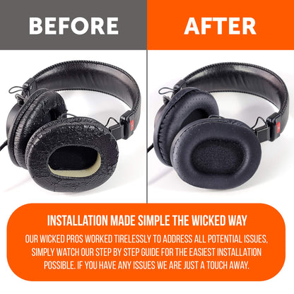 WC Wicked Cushions MDR-7506 Replacement Ear Pads - Comfortable Leather & Luxury Memory Foam | Durable & Fit MDR-7506, MDR-V6, MDR-CD900ST - Perforated Pu Leather