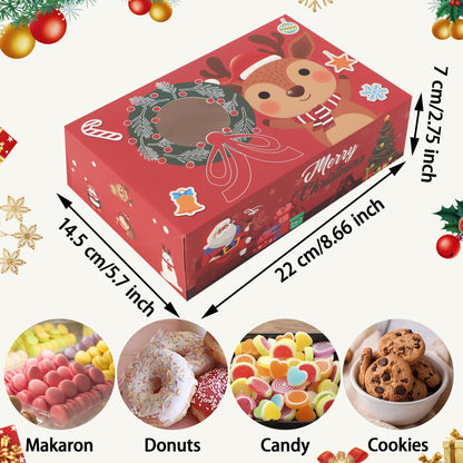 SAITI 24 PCS Christmas Cookie Boxes Bakery Christmas Treat Boxes Christmas Cookie Tins with Lids Christmas Cookie Gift Baking Box for Gift Giving Holiday Party Food Packaging Containers, Update 2025