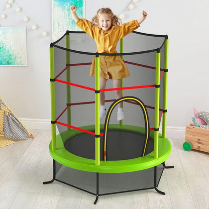 GYMAX Toddler Trampoline - 55” Kids Trampoline with Safety Enclosure Net & Seamless Jumping Mat | ASTM Approved for Indoor/Outdoor Fun