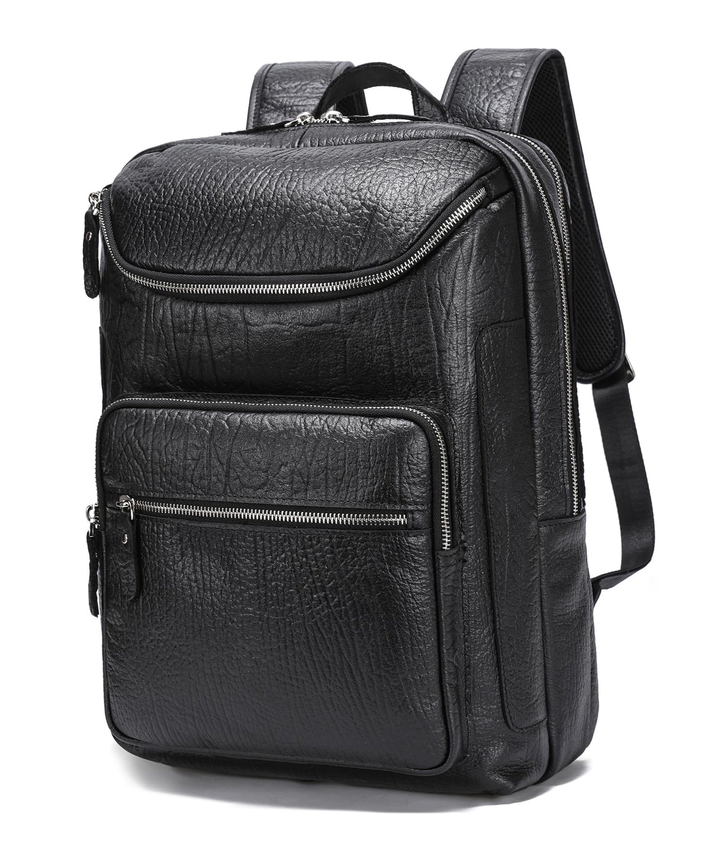 LANNSYNE Full Grain Leather Backpack For Men, 15.6" Leather Laptop Backpack Hiking Travel Bag Camping Rucksack