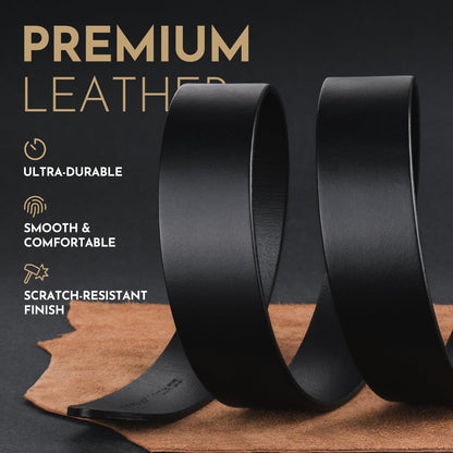Buffway Men's Leather Belt,1.5" Handcrafted Top-Grain Leather – Durable,Comfortable,Suitable for Everyday Formal & Casual Wear - Size 38" Black