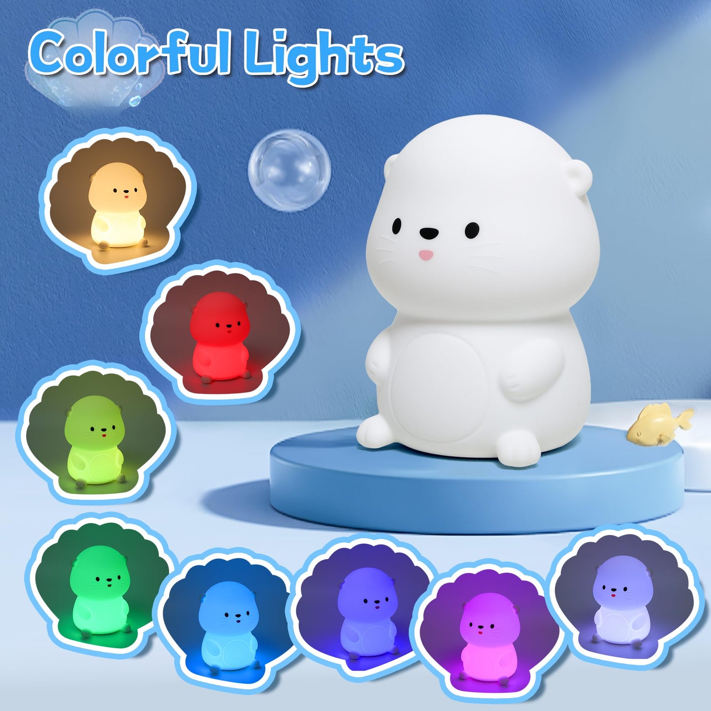 OkiyiD Otter Night Light, Cute Sea Otter Lamp Gifts,Animal Silicone Night Lamp, Cute Room Decor Night Light Birthday Gifts