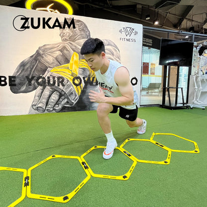 ZUKAM Hex Agility Rings for Speed Training & Agility Footwork Training Speed Hurdles Ladder (6 Ring)