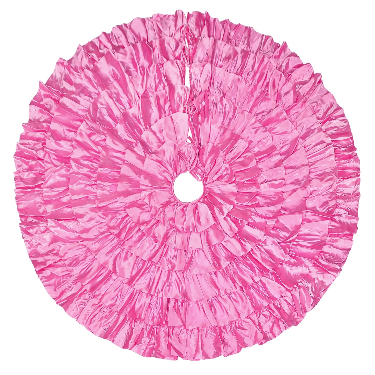 tiosggd Hot Pink Ruffle Tree Skirt, 48 inch 6-Layer Spring Pink Fluffy Tree Skirt, Large Candy Tree Rug for Artificial Trees 6-7.5 FT, Summer Wedding Tree Decorations Ornaments