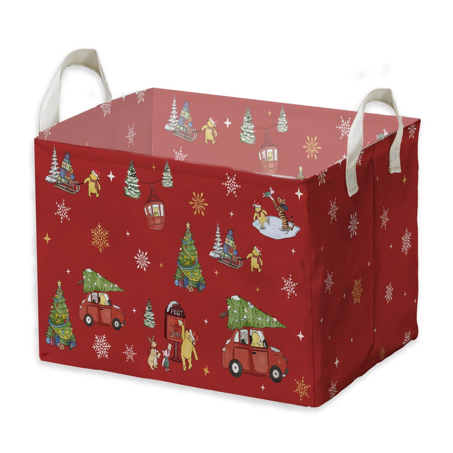ZsaTuiy Winnie Theme Christmas Storage Basket,Hamper Winnie Baby Stuff Collapsible Storage Bin Laundry Hamper With A Waterproof PE Coating,Perfect Decoration for Baby Boy Girl Shower