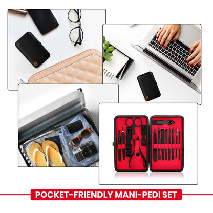 Utopia Care Nail Clippers Professional Nail Kit or Manicure Kit for Women and Men, Stocking Stuffers or Groomsmen Gifts 16Pcs Pedicure Set for Fingernail, Toenail Clippers with Travel Case