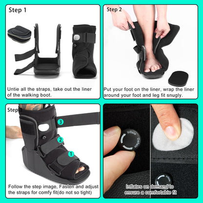 Honprodu Air Walking Boot for Broken Foot Recovery Walking Boot for Sprained Ankle with Adjustable Air Cushion, Lightweight Design, and Anti-Slip Sole M