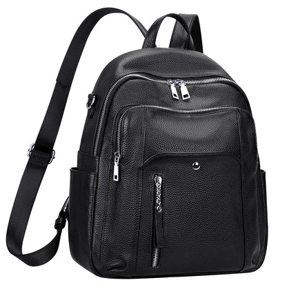 ALTOSY Fashion Genuine Leather Backpack Purse for Women Shoulder Bag Casual Daypack Medium(S9 Black New)