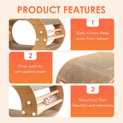 Large Cat Scratcher Bed with Ball Toy - Cat Scratching Cardboard,100% Recycled Paper Cat Scratchers for Indoor Cats and Kitten, Chemical-Free Materials Cat Scratcher Lounge - Cat Scratch Pad