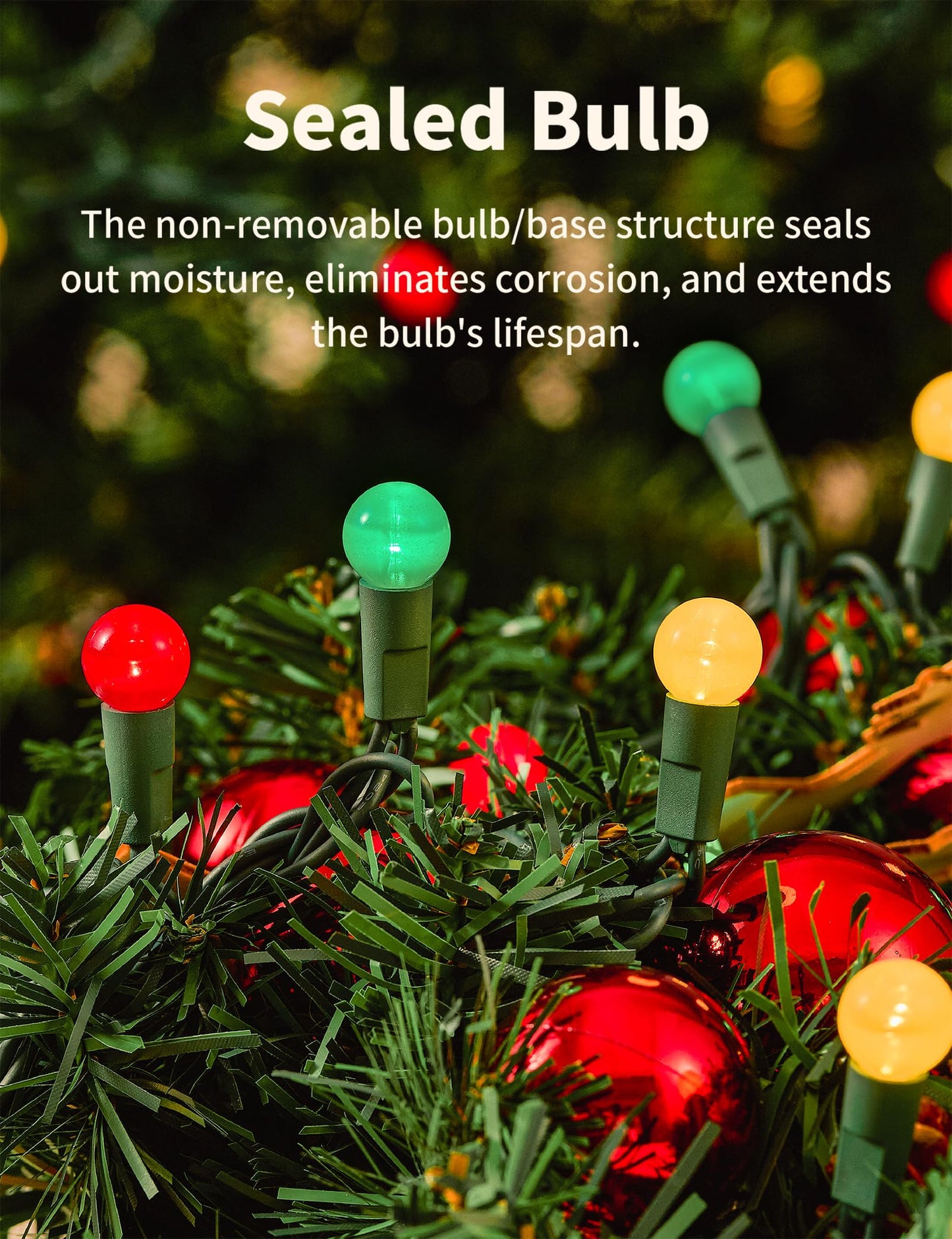 BOHON Christmas Lights Outdoor 24FT 70 LED G15 Red White and Green Globe String Lights Plug in with Pastel Bulb Green Wire for Indoor Patio Xmas Tree Garland Wreath Decor, Waterproof