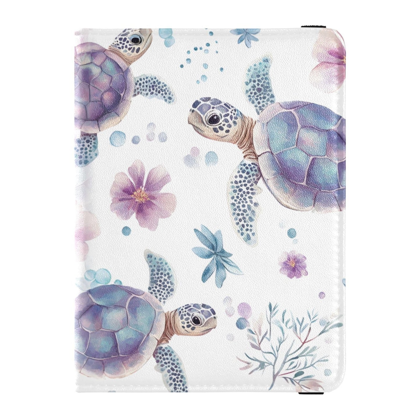 zyrtty Passport Holder, Flower Turtle Watercolor Passport Cover Travel Wallet with Credit Card Slots Rfid Wallet Waterproof Documents Organizer Women Men