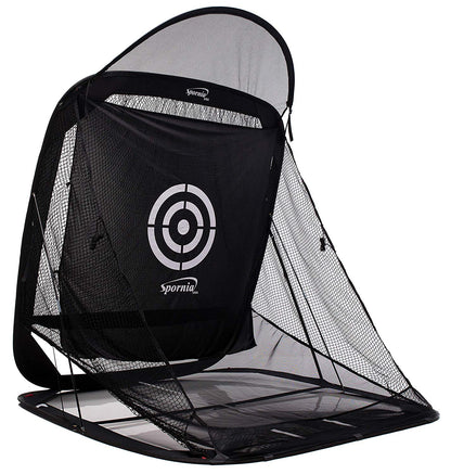 Spornia SPG-7 Golf Practice Net - Automatic Ball Return System W/Target Sheet, Two Side Barrier (with Roof)