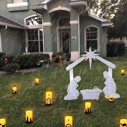 Homemory Flameless Christmas Nativity Scene Candles, Battery Operated LED Pillar Religion Candles, Nativity Sets Indoor Outdoor Decor for Xmas Holiday Home Decor, Remote Timer, Christmas Decor, 5 Pack