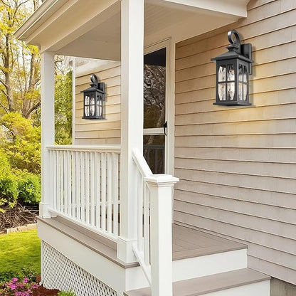Darkaway Outdoor Light Fixtures Wall Mount, Outside Wall Lights Exterior Lighting Fixture with Water Ripple Glass Outdoor Wall Sconce for House Porch Hallway Garage Front Door