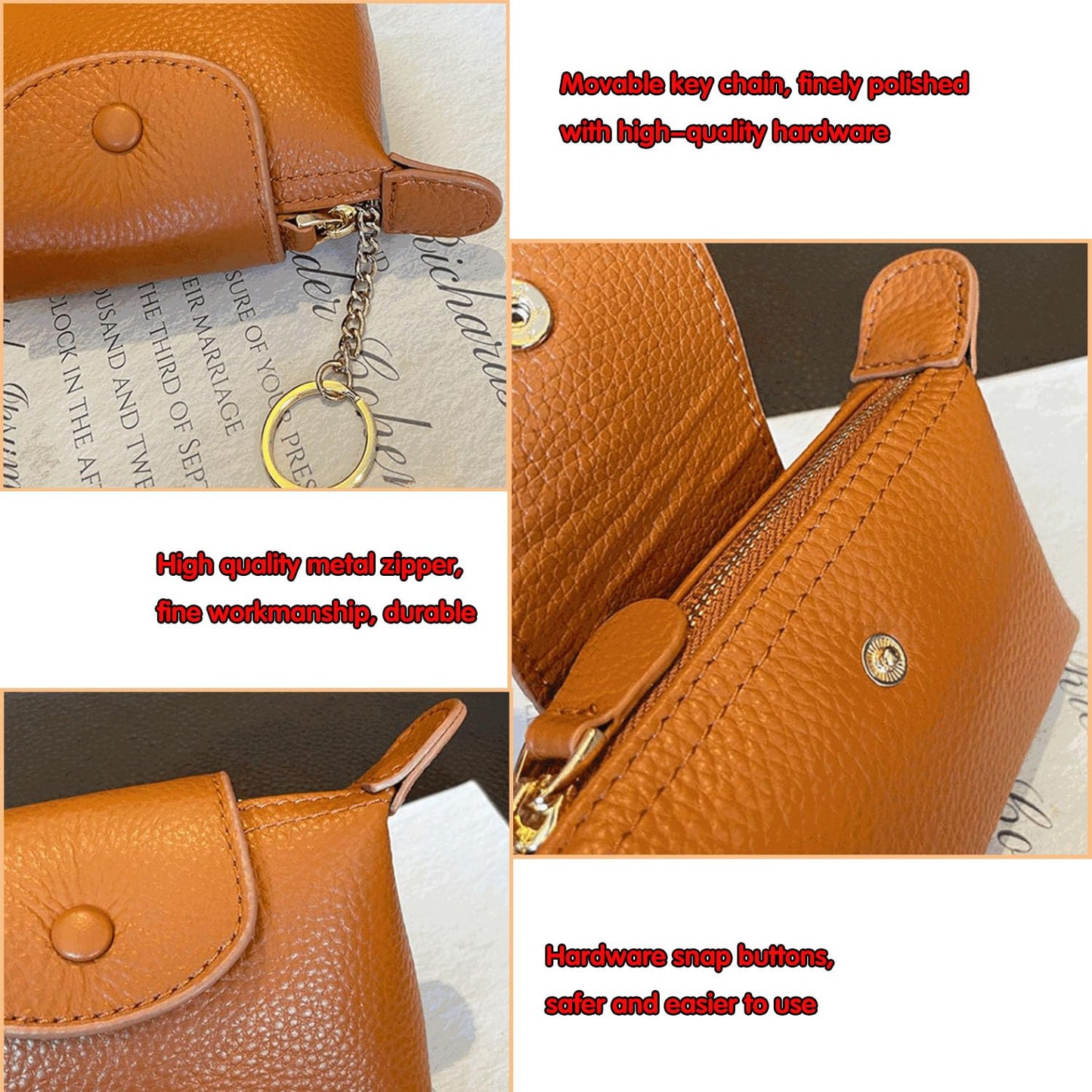 BDHRKTE Small Genuine Leather Coin Purse with Keychain, Earth Yellow Zipper Change Pouch for Women, Soft Mini Wallet Organizer for Cash Coins Cards, Compact Keychain Wallet for Purse Backpack