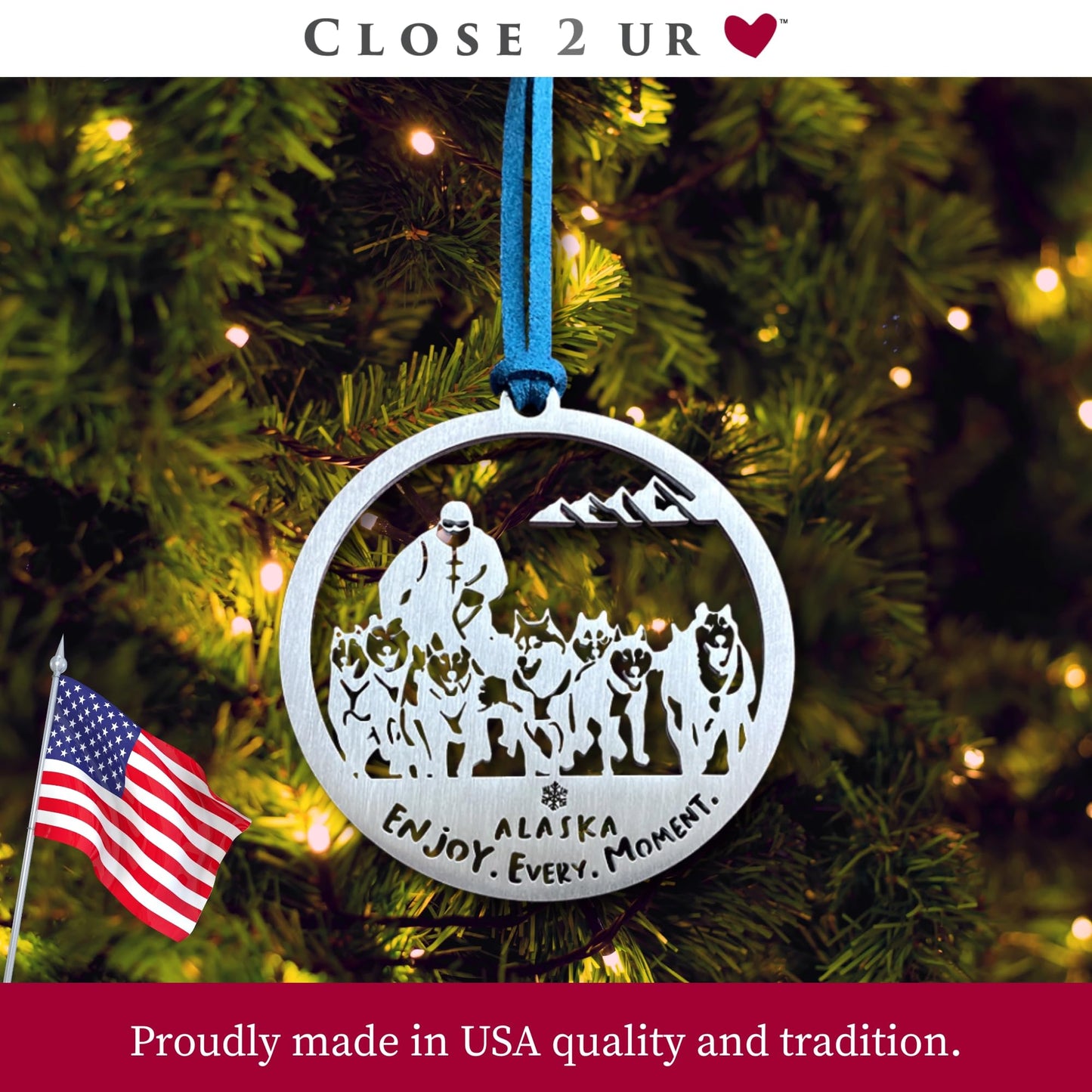 Alaska Iditarod Stainless Steel Ornament Keepsake & Collectible | Window Ornament, Hanging Decoration, Winter Sports & Travel Décor | Handcrafted, Durable & Made in USA