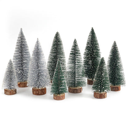Desktop Miniature Pine Tree Tabletop Christmas Tree Small Pine Tree Decor Christmas Tree Toppers (Green Silver Dark Green)