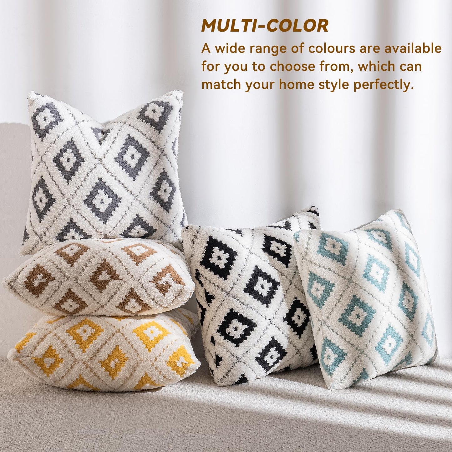 AmHoo Pack of 2 Decorative Throw Pillow Covers Rhomboid Luxury Super Soft Plush Set Case Cushion for Couch Sofa Bedroom 18 x 18-Inch Steel Grey