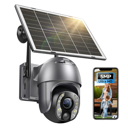 SEHMUA Solar Security Cameras Wireless Outdoor, 2K 360° View Battery Powered Outdoor Camera, WiFi Home Security with Spotlight Color Night Vision, PIR Sensor