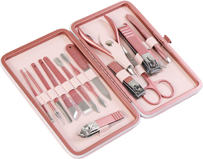 Utopia Care Nail Clippers Professional Nail Kit or Manicure Kit for Women and Men, Stocking Stuffers or Groomsmen Gifts 16Pcs Pedicure Set for Fingernail, Toenail Clippers with Travel Case