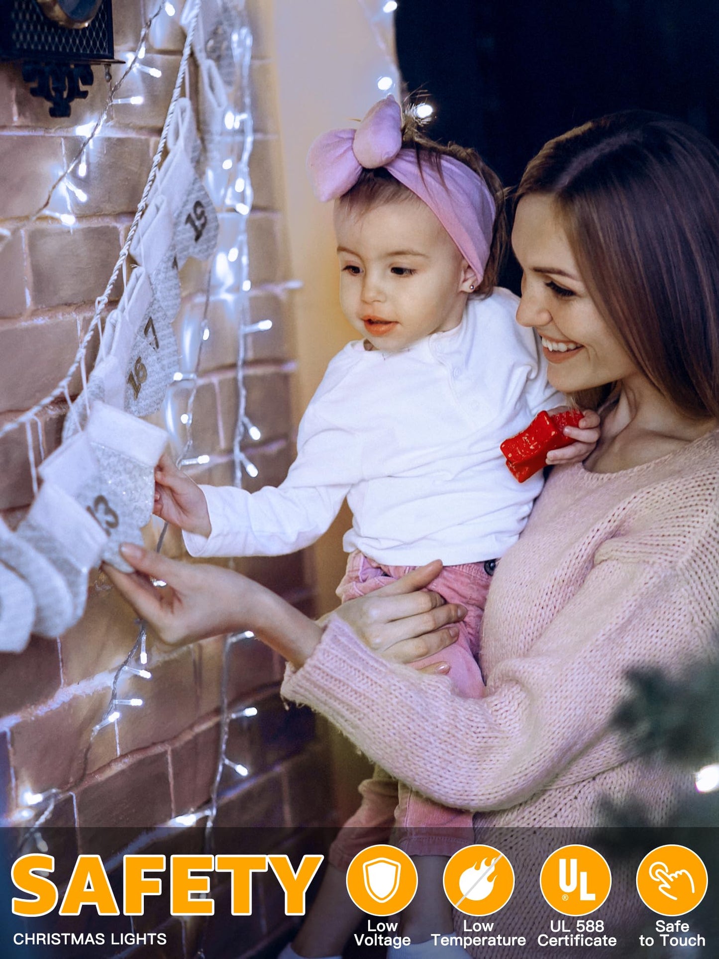 Guhope Christmas Lights 600LED 98FT, Waterproof Outdoor String Lights with Remote and Timer, 8 Modes Dimmable Fairy Lights for Indoor Outdoor Wedding Party Holiday Decorations (Cool White)