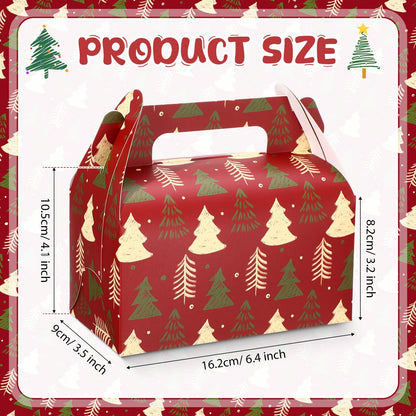 Feifeiya 30 Pcs Christmas Treat Boxes with Handles Xmas Red Gift Boxes Paper Candy Cookie Christmas Tree Cupcake Snack Goodies Gift Wrap Container Bags for Kids Xmas Party Favor Supply Decoration