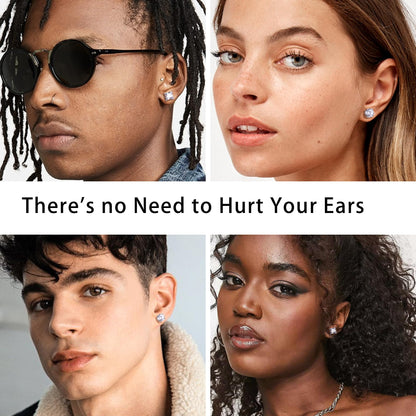 MILACOLATO 2 Pairs Stainless Steel Magnetic Stud Earrings for Men Women Non-piercing CZ Hypoallergenic 4-10mm