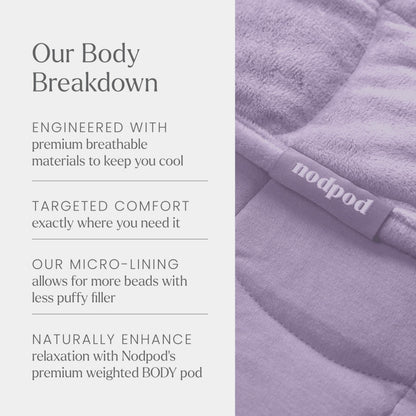 nodpod Body 6.5lb Compact Weighted Blanket I Perfect for Relaxation, Lounging, Napping, Sleeping & Travel I Glass Bead Filled, Machine Washable I Wisteria I (29" x 24")