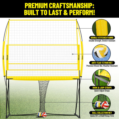 Volleyball Training Equipment, Adjustable Height Volleyball Net for Backyard Training - Portable Outdoor Volleyball Set with Durable Net & Tool-Free Setup for Serving, Hitting, and Spiking Practice