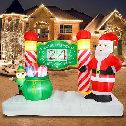 Vigdur 7FT Christmas Inflatable Sign – Lighted Advent Calendar Blow Up with Detachable Letters, Outdoor Santa Christmas Decorations for Yard, Lawn, Garden, Holiday Party & Home Décor