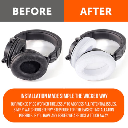 WC PadZ Velour - The Ultimate Upgraded Earpads by Wicked Cushions - Compatible with Audio Technica, HyperX, SteelSeries Arctis & More - Extra Thick - Bigger Opening - Softer Memory Foam | White