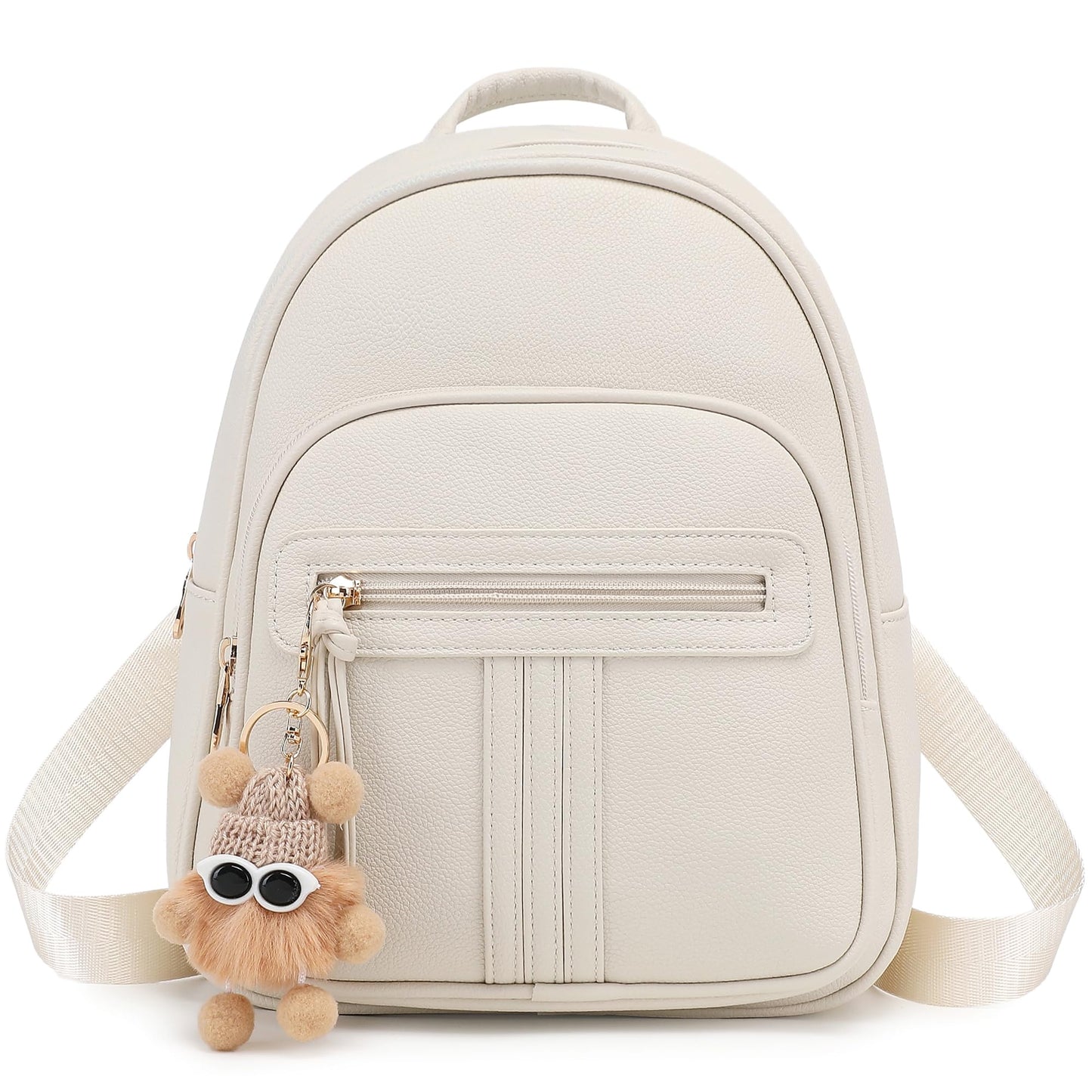 BAGOK Mini Leather Backpack Purse for Women, Small Backpack Purse with Cartoon Charm, Cute Fashion Bag for Girls