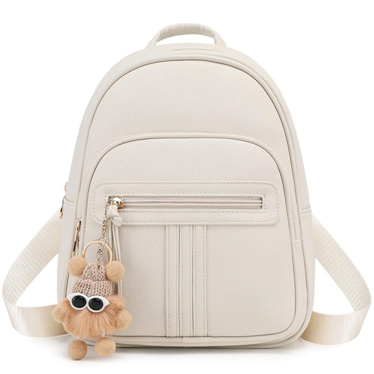 BAGOK Mini Leather Backpack Purse for Women, Small Backpack Purse with Cartoon Charm, Cute Fashion Bag for Girls