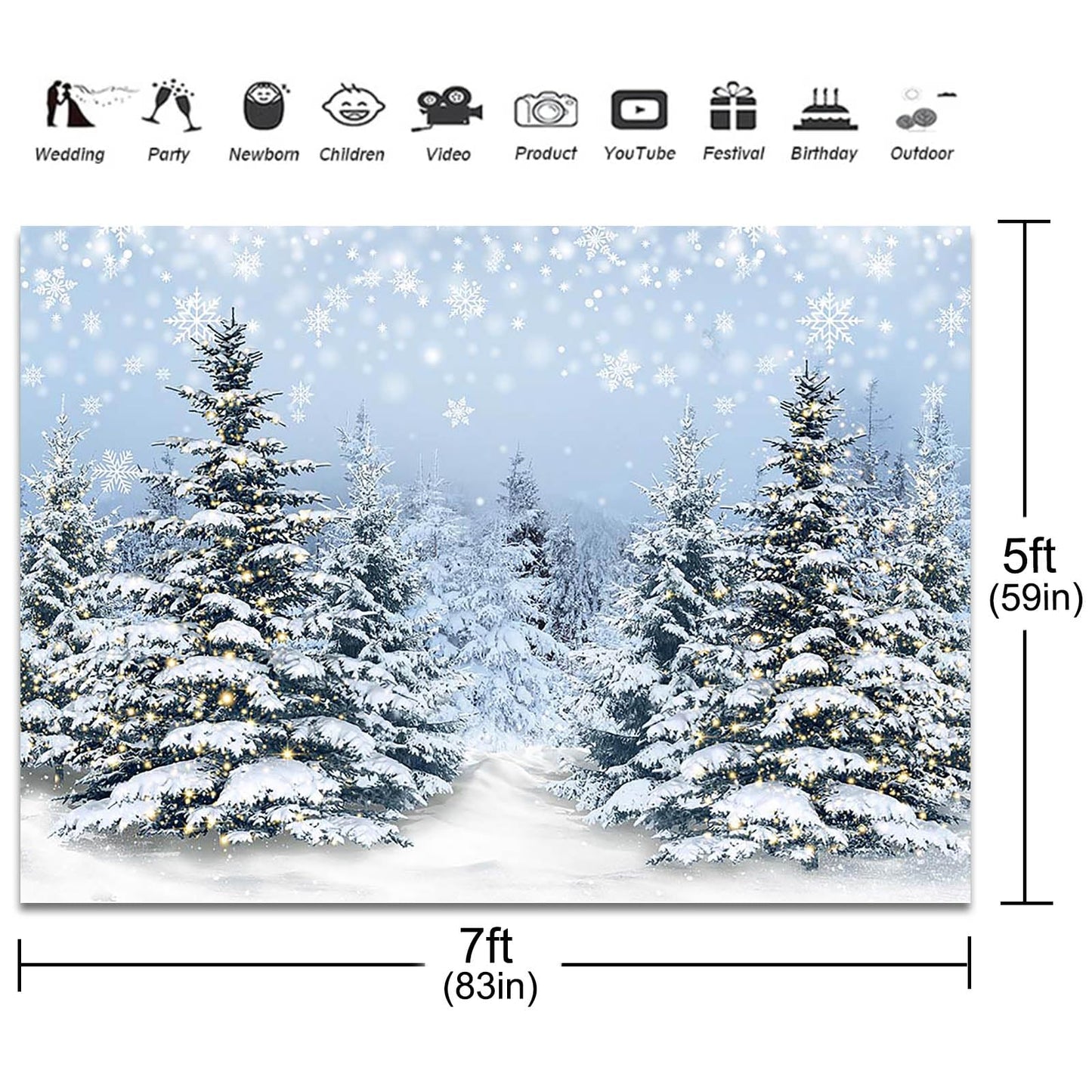 Fitumiw Winter Snowy Forest Scene Backdrop 7x5ft Christmas Winter Wonderland Photography Background Party Decorations Xmas Pine Trees Banner Photo Booth Props