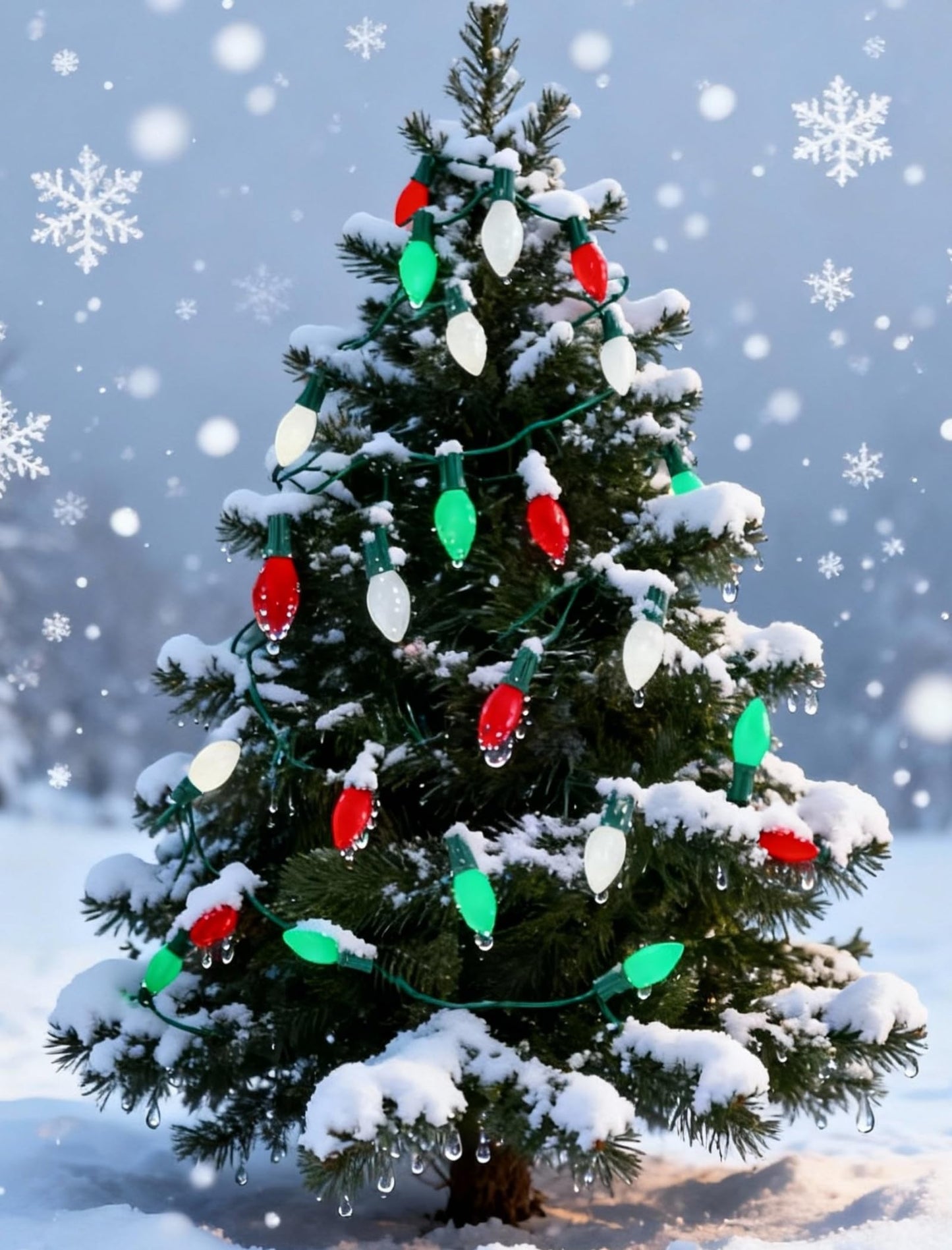 C7 LED Christmas Lights Outdoor - 25ft Red White and Green String Lights With 27 Ceramic Bulbs(2 Spare), Waterproof Commercial Grade Extendable for Indoor Outdoor Roofline Patio Yard Xmas Decor