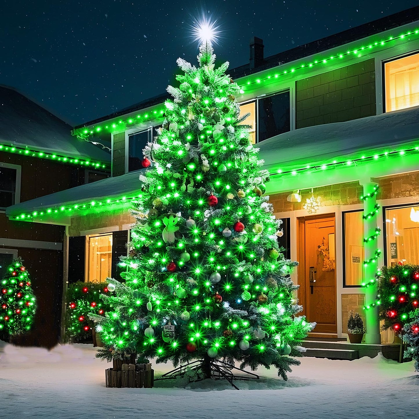 KNONEW 197FT 500 LED Christmas Lights Outdoor String Lights 8 Modes & Memory Fairy Light Plug in Waterproof LED String Lights for Xmas Yard Tree Wedding Party Holiday Decorations (Green)