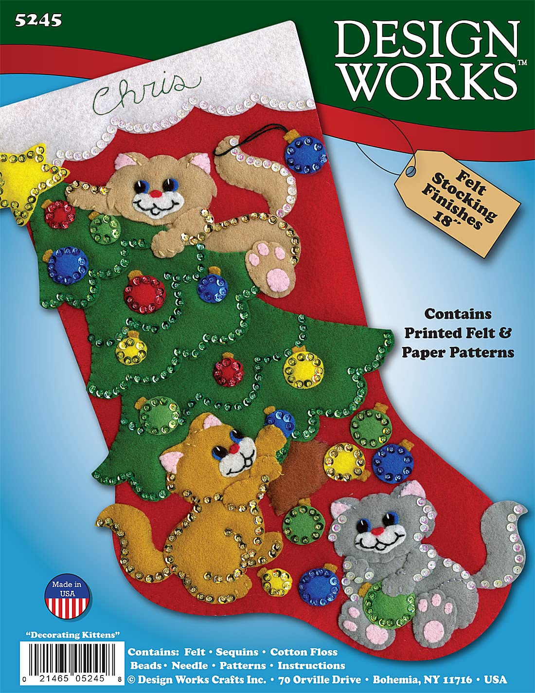 Design Works Crafts Decorating Kittens Felt Stocking Kit