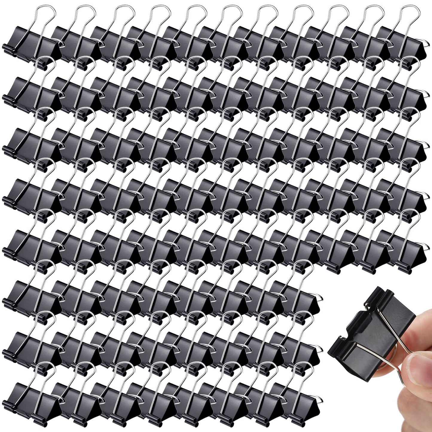 Yexiya 300 Pcs Medium Binder Clips Sturdy 1.25 Inch Black Paper Med Clips Office Supplies Paper Clamps for Office Teachers Students School Business Supplies