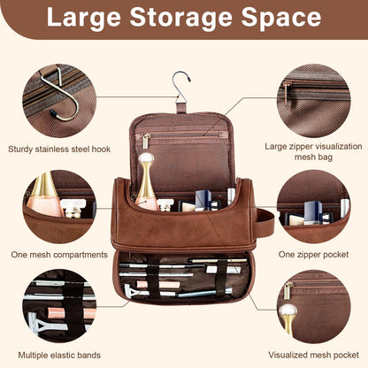 Sparklove Personalized Gifts for Men - Personalized Initial Toiletry Bag with Laser Engraved Monogram - Leather Travel Kit Shaving Organizer - Unique Present for Him, Husband, Boyfriend, Dad （T）