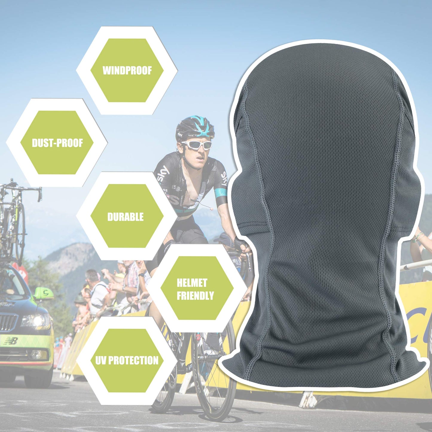 Balaclava Face Mask Adjustable Windproof UV Protection Hood (US, Alpha, One Size, Grey)