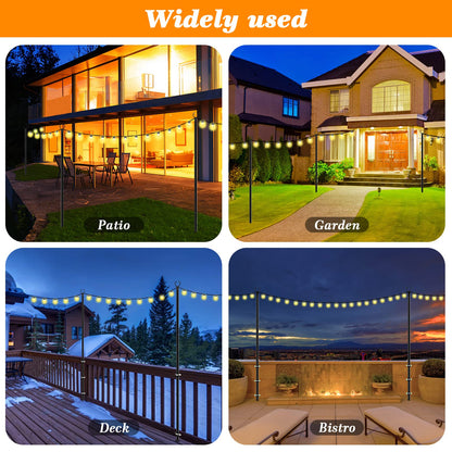 Mutovlin 2 Pack String Light Poles,10 Ft Light Poles for Outside String Lights,Outdoor Lights Pole with Fork,Metal Poles Stand for Patio Deck Backyard