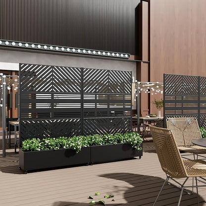 Casaphoria Metal Raised Garden Bed with Trellis and Wheels, 72"x47"x16" Planter Box for Climbing Plants, Vegetables & Vines, Features Drainage Holes and Privacy Screen, Black(Parallel&Harold)
