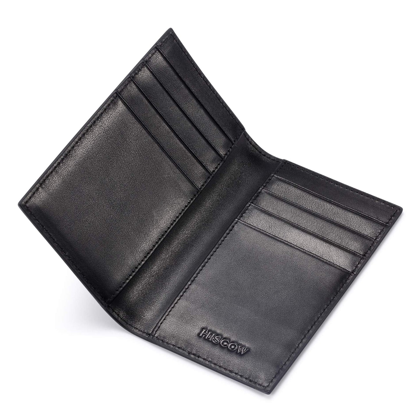 HISCOW Slim Leather Credit Card Holder for Men & Women 8cc, Italian Calfskin (Black)