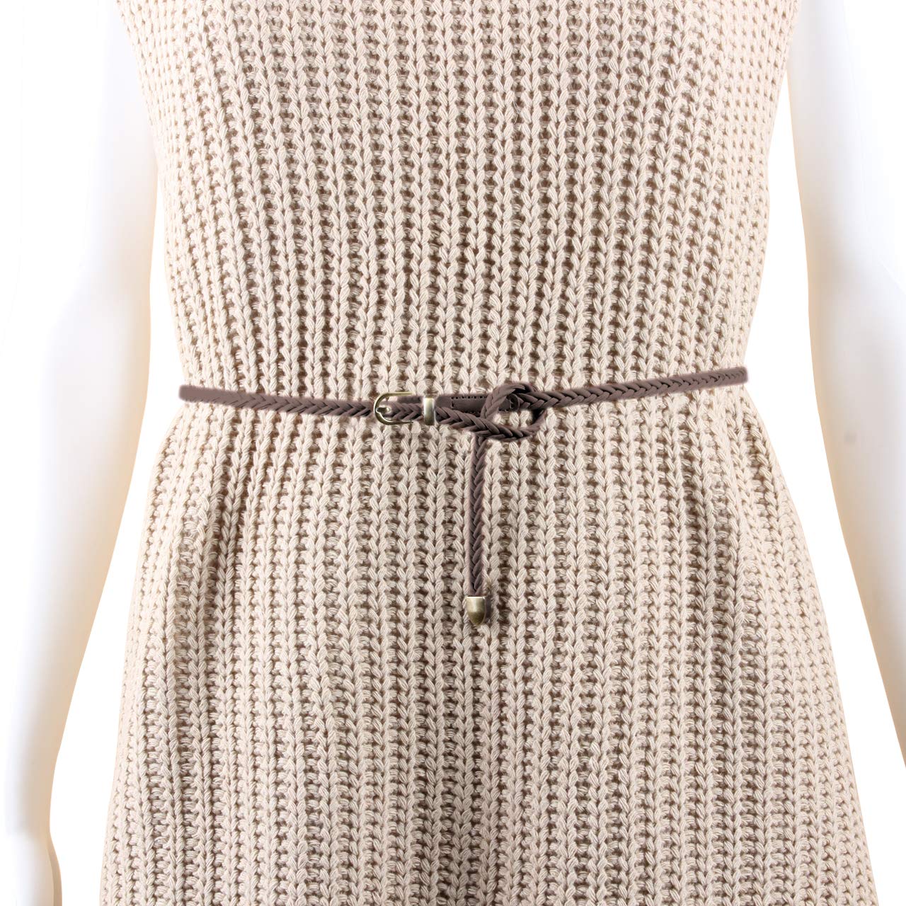 Ayliss Braided Belt Women PU Leather Waist Belt Skinny Woven Belt for Dress Jeans Valentine's Days Gift (White+Khaki+Brown)